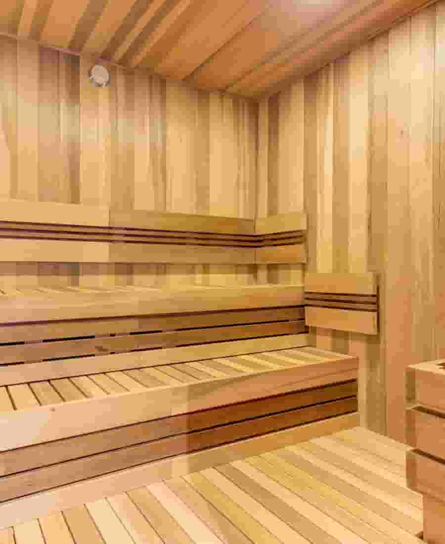 Traditional sauna with real wood