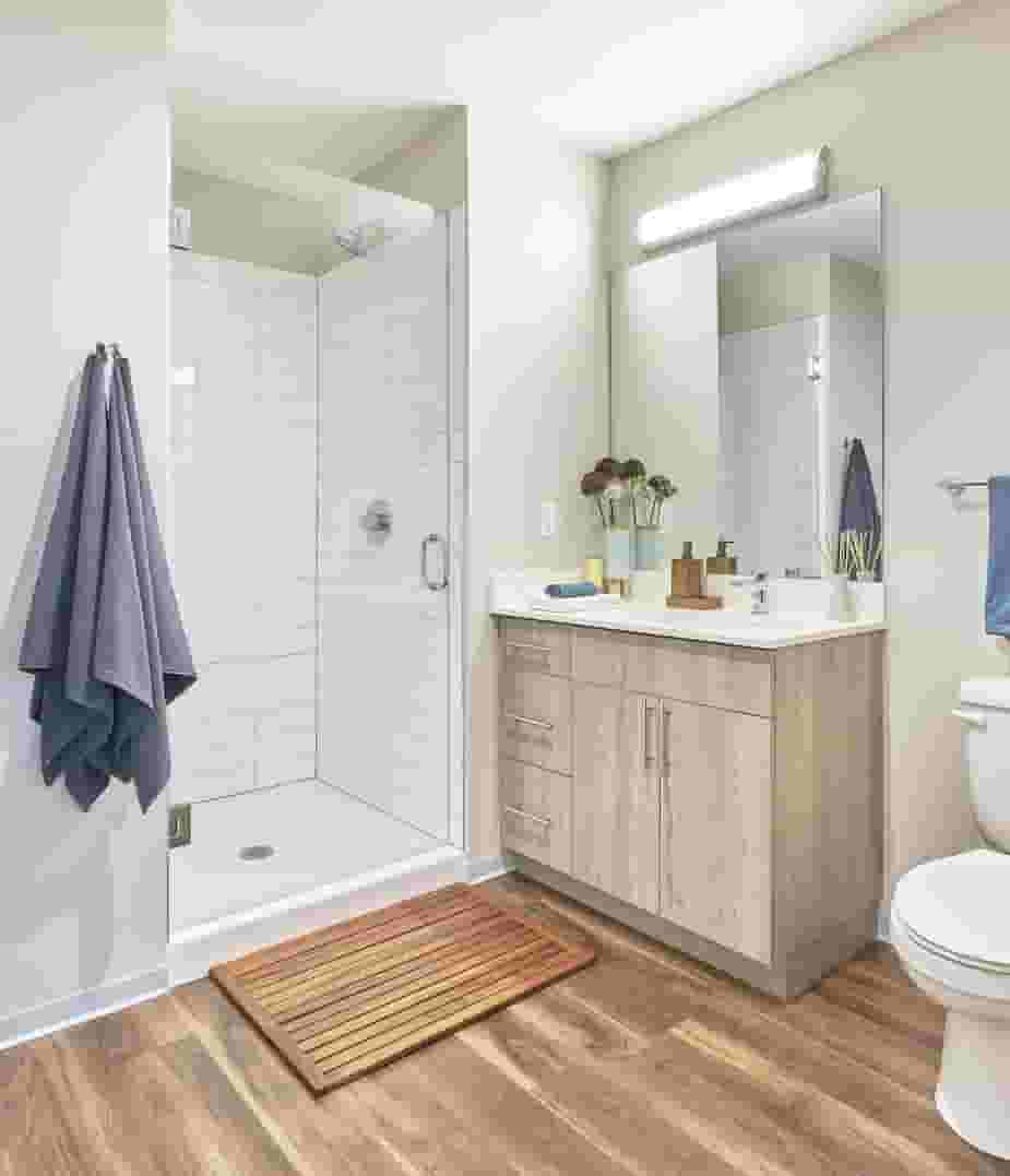 Luxury bathroom in every apartment at The Link Evanston